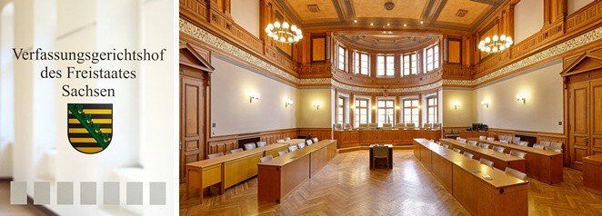 Der Sitzungssaal des Verfassungsgerichtshofs des Freistaates Sachsen